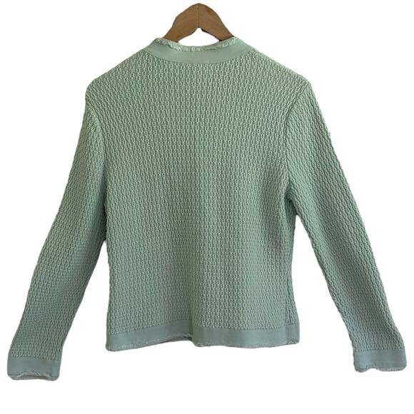 Vintage 90s does 60s Talbots Textured Knit Mint Green Jacket Size Medium Cotton - Picture 3 of 6